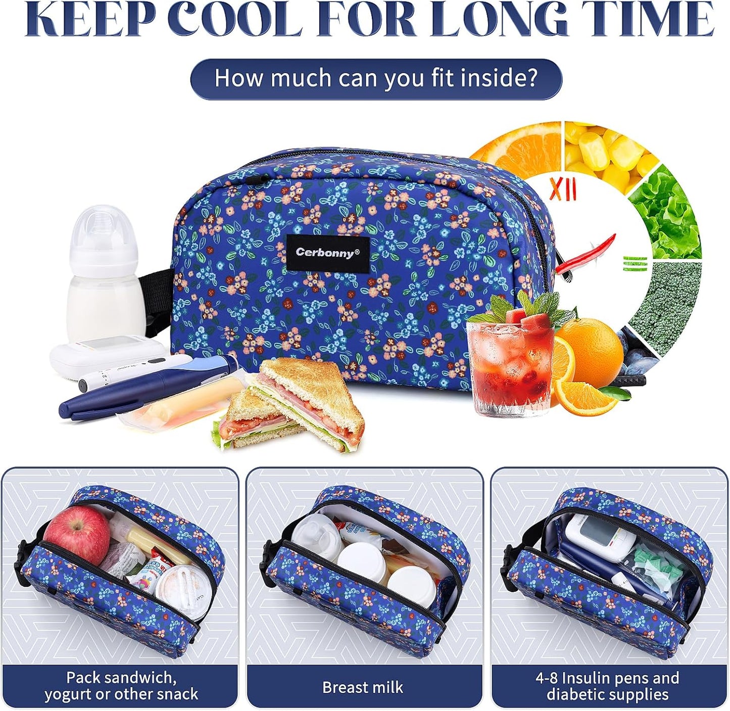 Cerbonny Freezable Cooler Bag for Work/School Travel - Mini Insulated Bag Fit For Yogurt