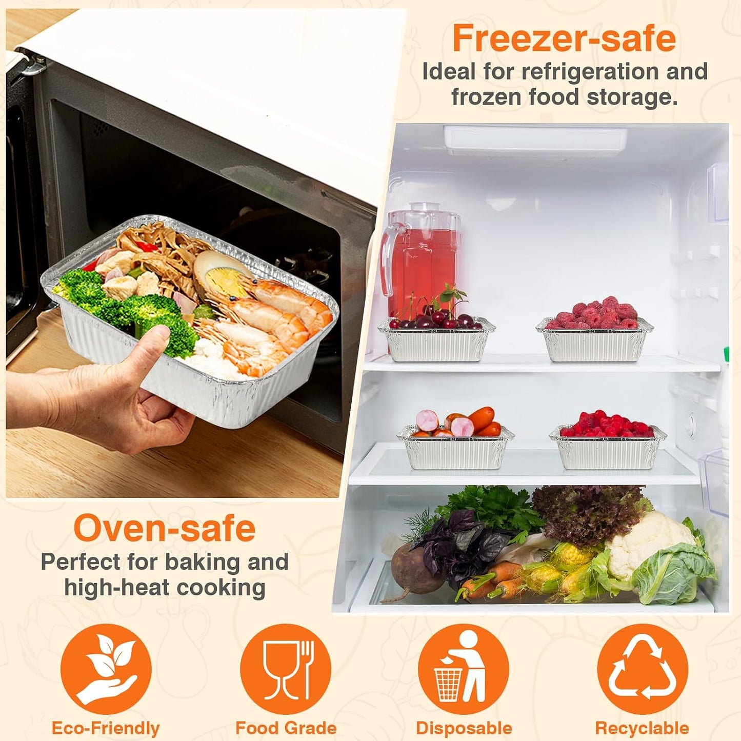 Aluminum Foil Pans with Lids 2.25L Disposable Loaf Pans Trays To Go Food Containers with Cardboard Covers for Meal Prep, Baking, Take Out, Freeze (25 Pack w/Foil Lids)