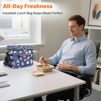 Tirrinia Insulated Lunch Box for Men/Women, Leakproof Lunch Bag for School Work, Large Lunch Tote Kids Boys Girls Student Back to School, Soft Cooler Office Picnic Beach Camping for Adults, Charcoal