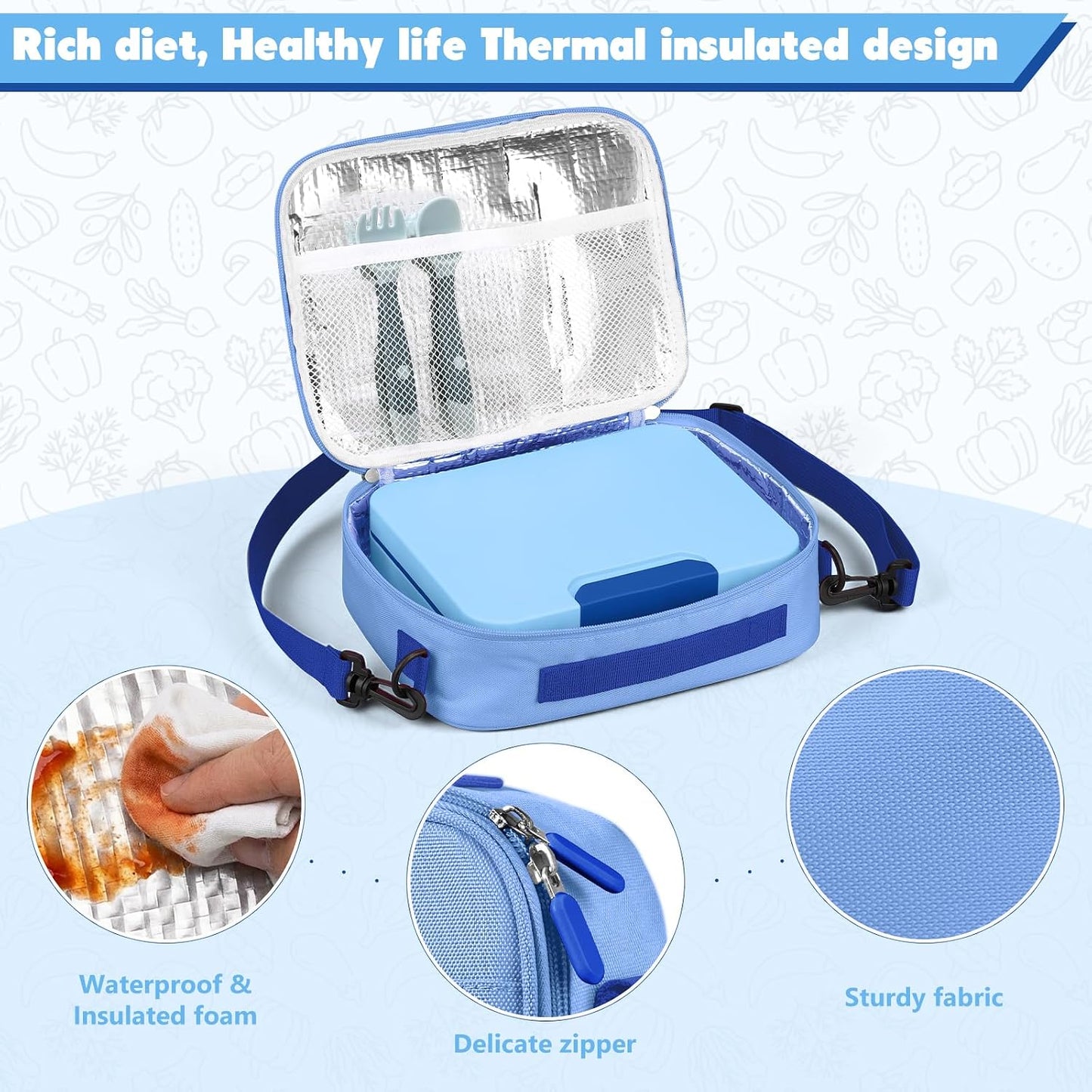 Bento Box Set with 9.5oz Soup Thermo Kids Leak-proof Lunch Box Container with 4 Compartment Stainless Steel Insulated Hot Food Jar with Bag for School Travel - Pink