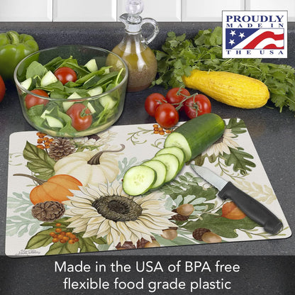 Cut N' Funnel Eat Fresh Designer Flexible Cutting Board Mat 15" x 11.5" Made in the USA Decorative Flexible Easy to Clean