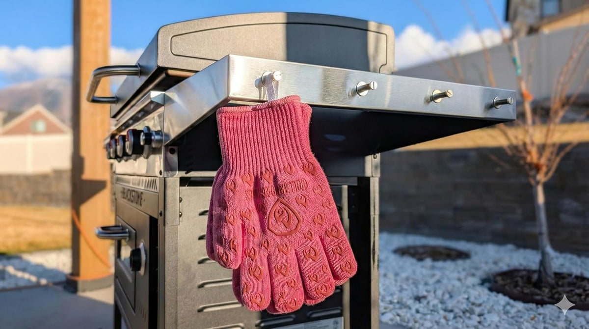 Oven Gloves with Fingers - 932°F Extreme Heat Proof and Cut Resistant Mitts for Kitchen, BBQ, Grill, Baking, Fire Pit - EN407 Certified with Non-Slip Silicone Grip and Cotton Lined for Comfort