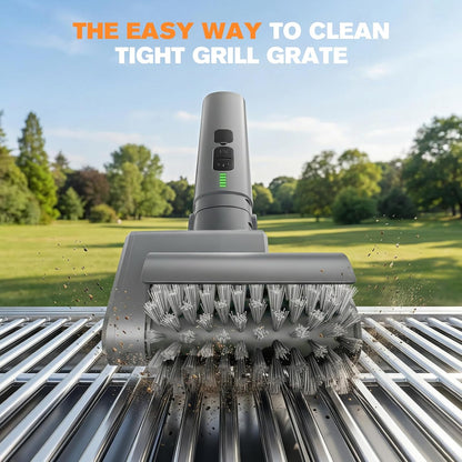 Electric Grill Brush, Cordless Rechargeable Electric Grill Cleaner with 2 Heads, 3 Speeds, Angle Adjustable, 150-Min Runtime BBQ Brush for Outdoor Barbecue Grates