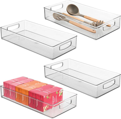 iDesign Slim Extra Long Clear Storage Bin, Narrow Stackable Organizer for Kitchen or Pantry