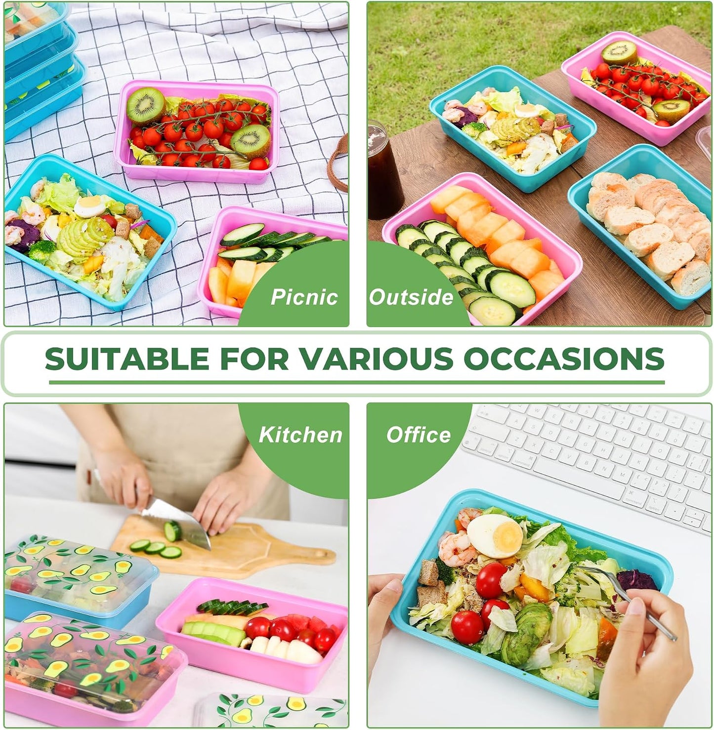 10 Pack 42 oz Meal Prep Containers, Reusable Plastic Food Prep Storage Containers with Printed Lids, Stackable, Leakproof, Microwave & Freezer & Dishwasher Safe,To Go Take Out Box