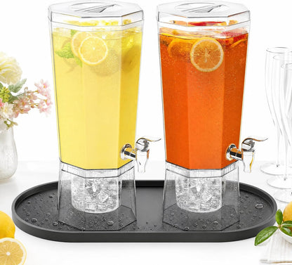 Drip Mat Fit for Drink Dispenser, Drip Tray for 2 Glass Drink Dispensers | Fits Dual Beverage Dispensers And Catches Drips, Condensation And Spills For Cleaner Party Tables And Drink Stations
