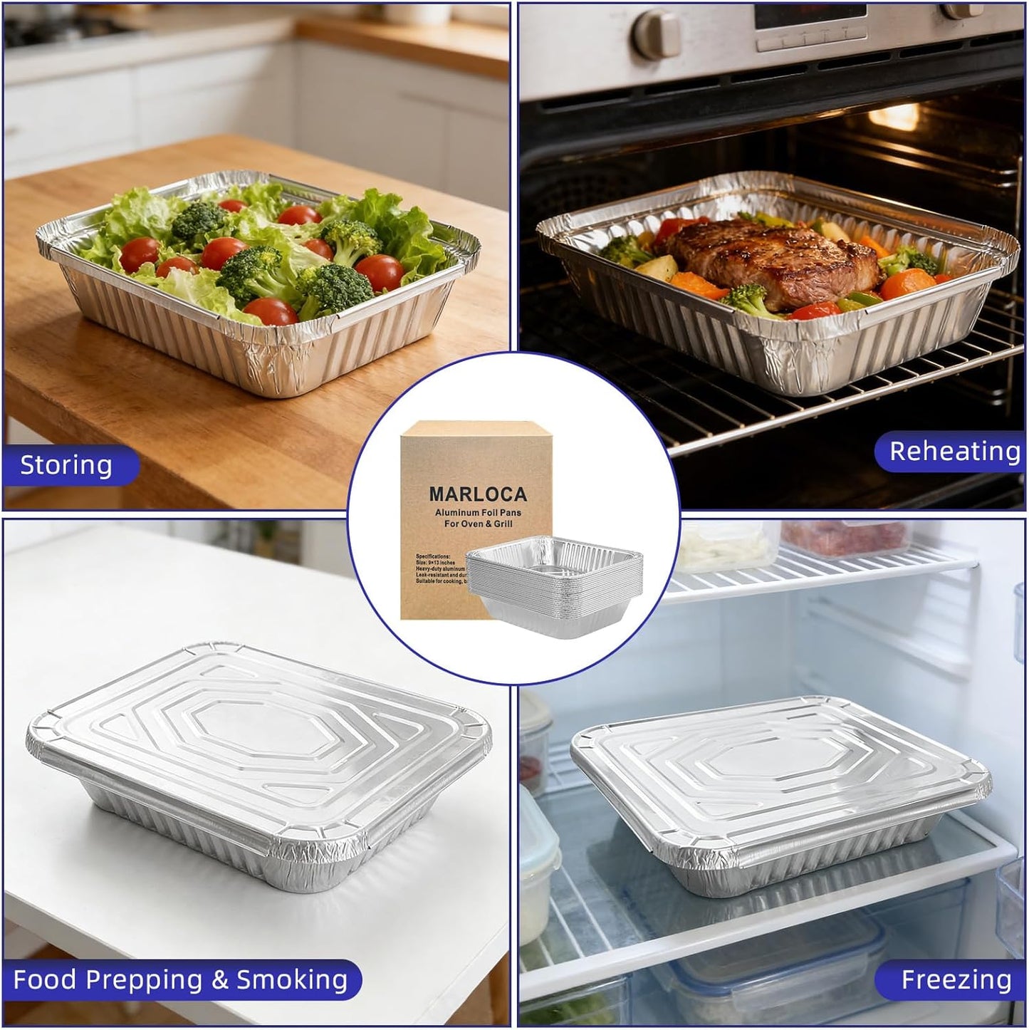 9x13 Aluminum Foil Pans with Lids (25 Pack) - Half Size Disposable Baking Pans, Takeout Container, Leak-Proof Aluminum Trays for Cooking, Baking, Meal Prep, Storage - Oven, Freezer, Grill Safe