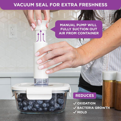 HOLDN’ STORAGE Vacuum Food Storage Containers, Set of 8 Glass Containers & Electronic Pump - Keep Food Fresh Longer, BPA-Free Glass, Leak-Proof, Ideal for Meal Prep, Marinating