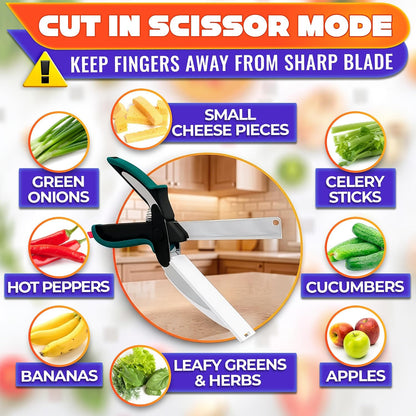 2 in 1 Kitchen Scissors for Food with Knife Sharpener (Grey)