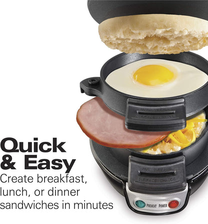 Hamilton Beach Breakfast Sandwich Maker with Egg Cooker Ring, Customize Ingredients, Perfect for English Muffins, Croissants, Mini Waffles, Perfect White Elephant Gifts, Mint (25482)