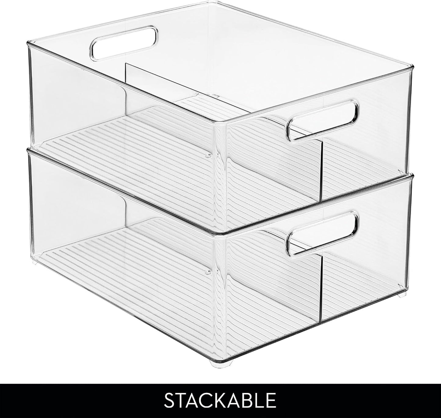 iDesign Divided Pantry Bin for Kitchen Storage - Organize Snacks and Produce - Clear