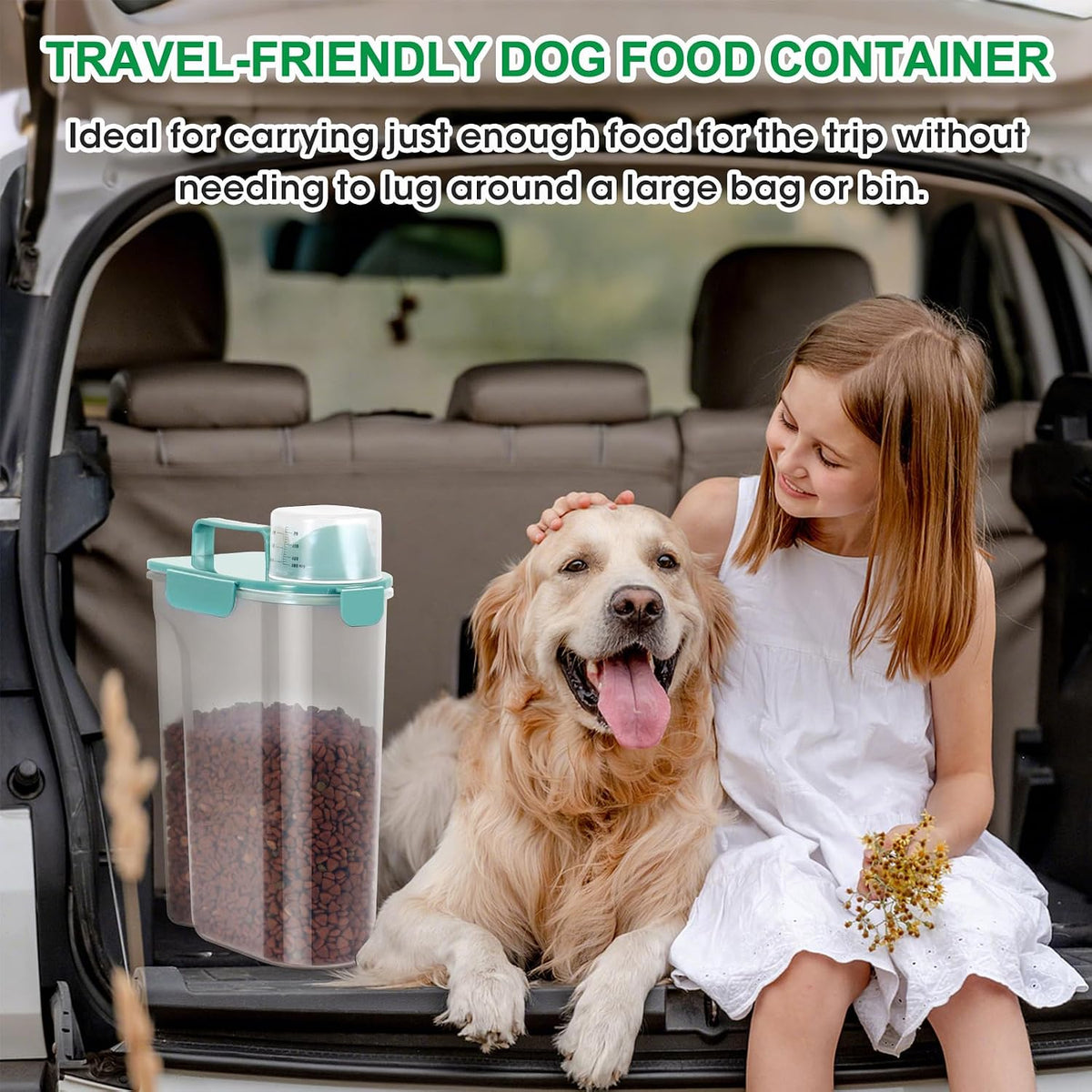 TBMax Pet Food Storage Containers 2 Pack 8-10 Lbs Airtight Dog Food Container Dispenser with Large Spout & Portable Handle, Travel Dog Treat Cat Food Storage Bin Bird Seed Container