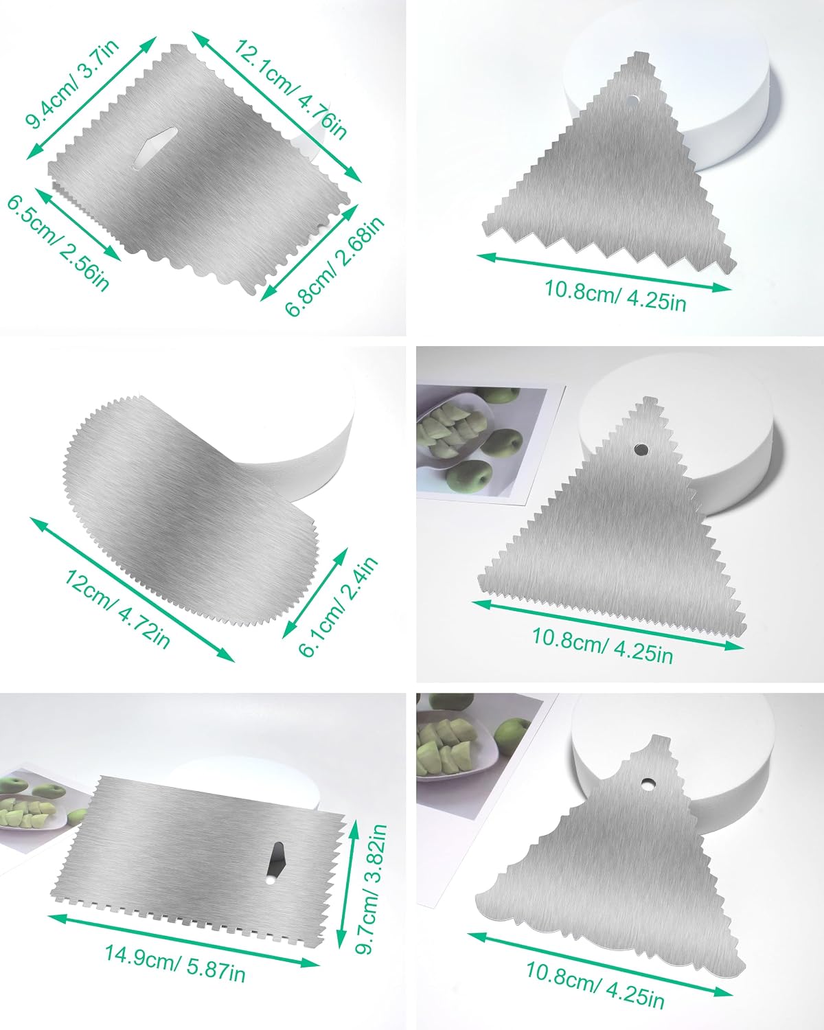 6pcs Cake Scraper Decorating Comb and Icing Smoother Reusable Bread Cream Pizza Cutter-Purple