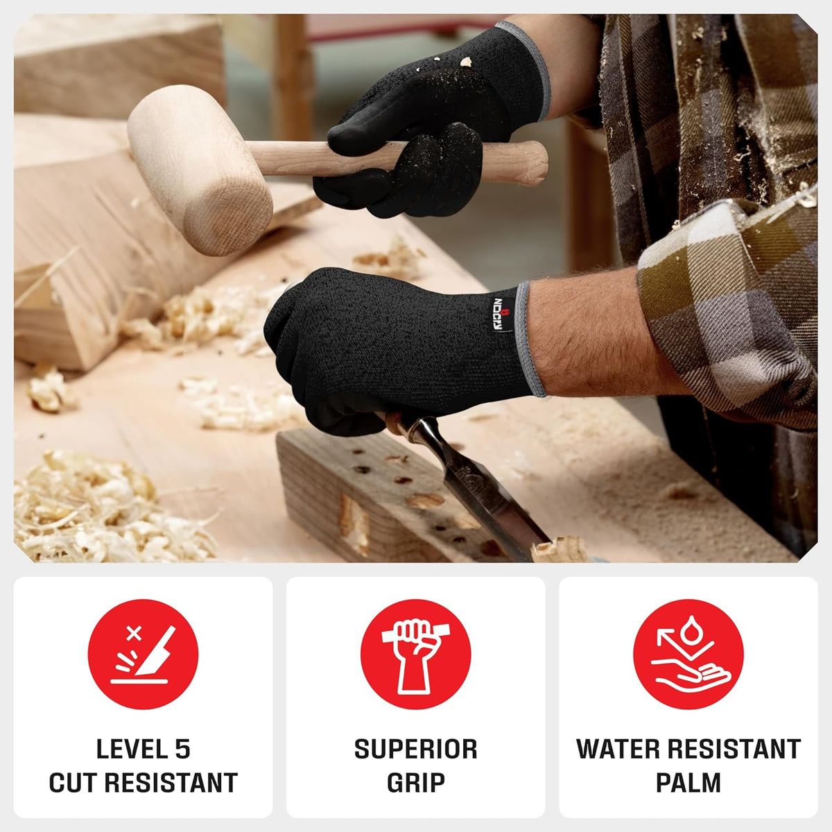 NoCry Cut Resistant Work Gloves For Men & Women, Nitrile Waterproof Palms