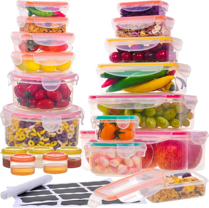 70 Pcs Large Food Storage Containers with Lids Airtight-2500ML to Small Box,Total 22812 ML Stackable Kitchen Bowls Set(35 Containers,35 Lids)-BPA Free Leak proof Plastic Boxes-Microwave safe