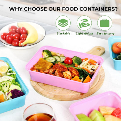 10 Pack 42 oz Meal Prep Containers, Reusable Plastic Food Prep Storage Containers with Printed Lids, Stackable, Leakproof, Microwave & Freezer & Dishwasher Safe,To Go Take Out Box