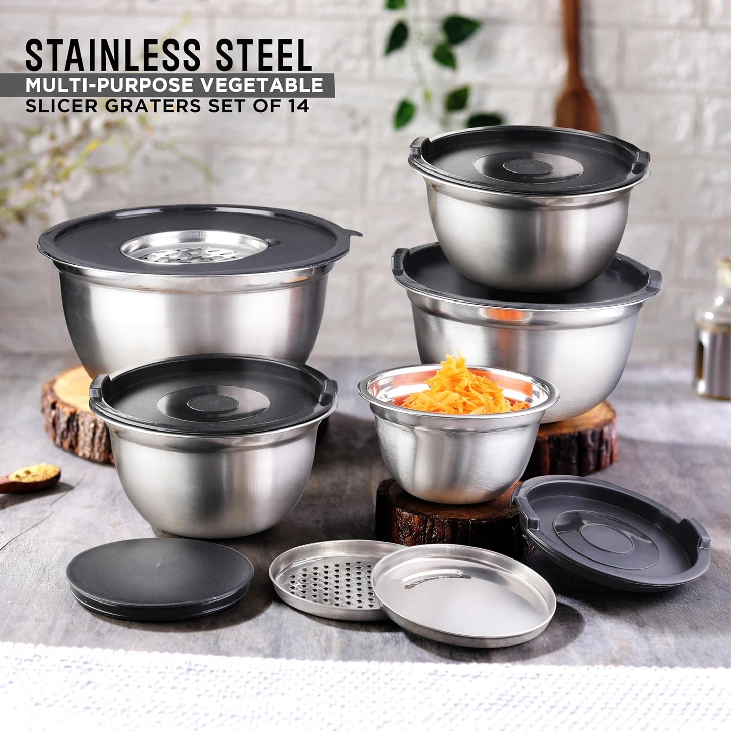 AVADOR Set of 6 Premium Stainless Steel Mixing Bowls Set, Easy To Clean, Space Saving Nestable Design, Great for Cooking, Baking, Prepping (0.75qt, 1.5qt, 3qt, 4qt, 5qt, 8qt)