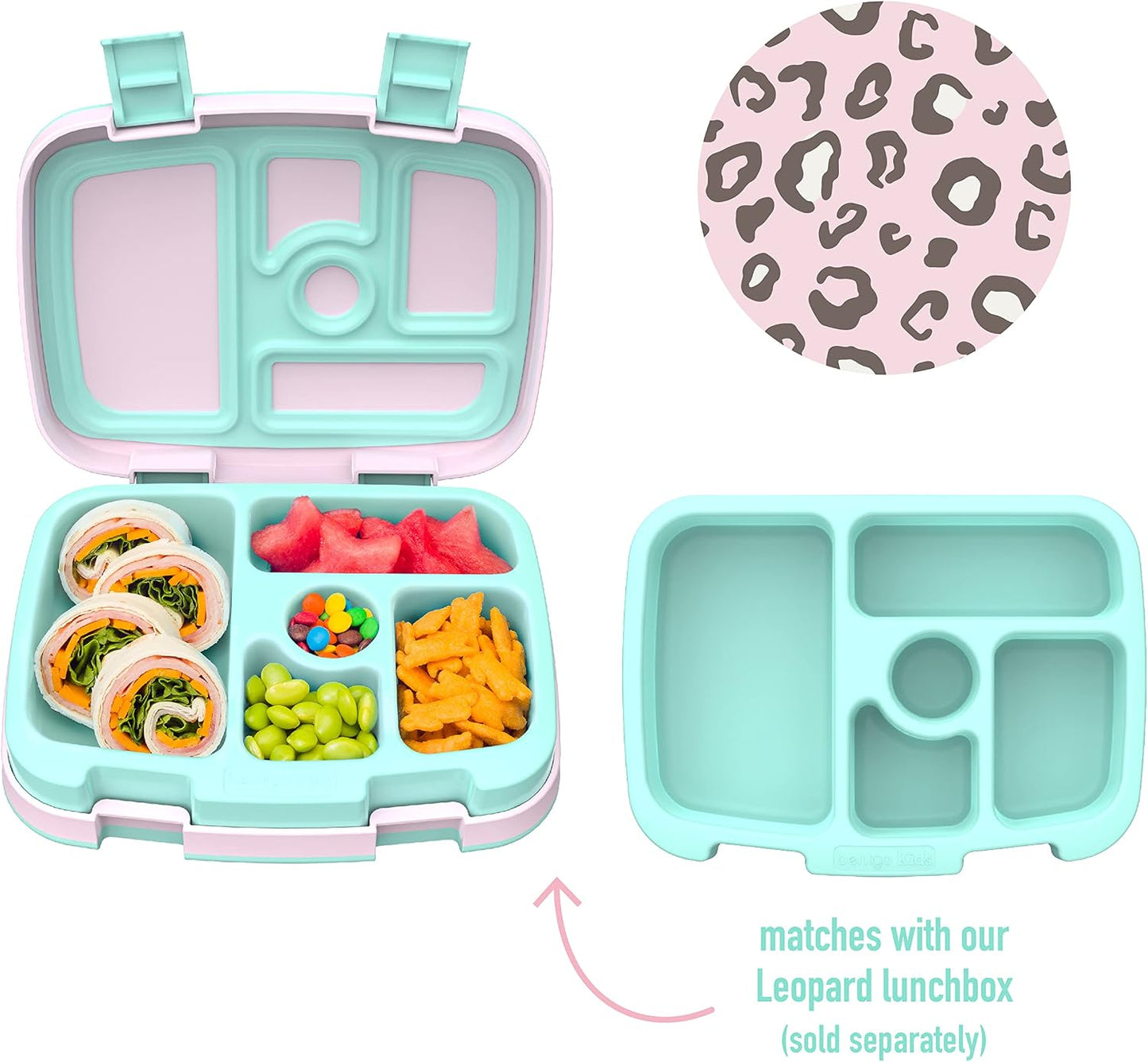Bentgo® Kids Prints Tray with Transparent Cover - Reusable, BPA-Free, 5-Compartment Meal Prep Container with Built-In Portion Control for Healthy Meals At Home & On the Go (Mermaids in the Sea)