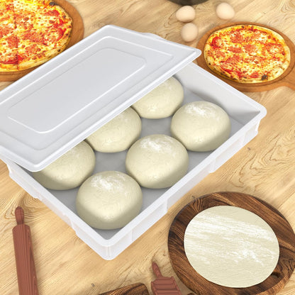 4-Pack Plastic Commercial Pizza Dough Proofing Box with Lid, White