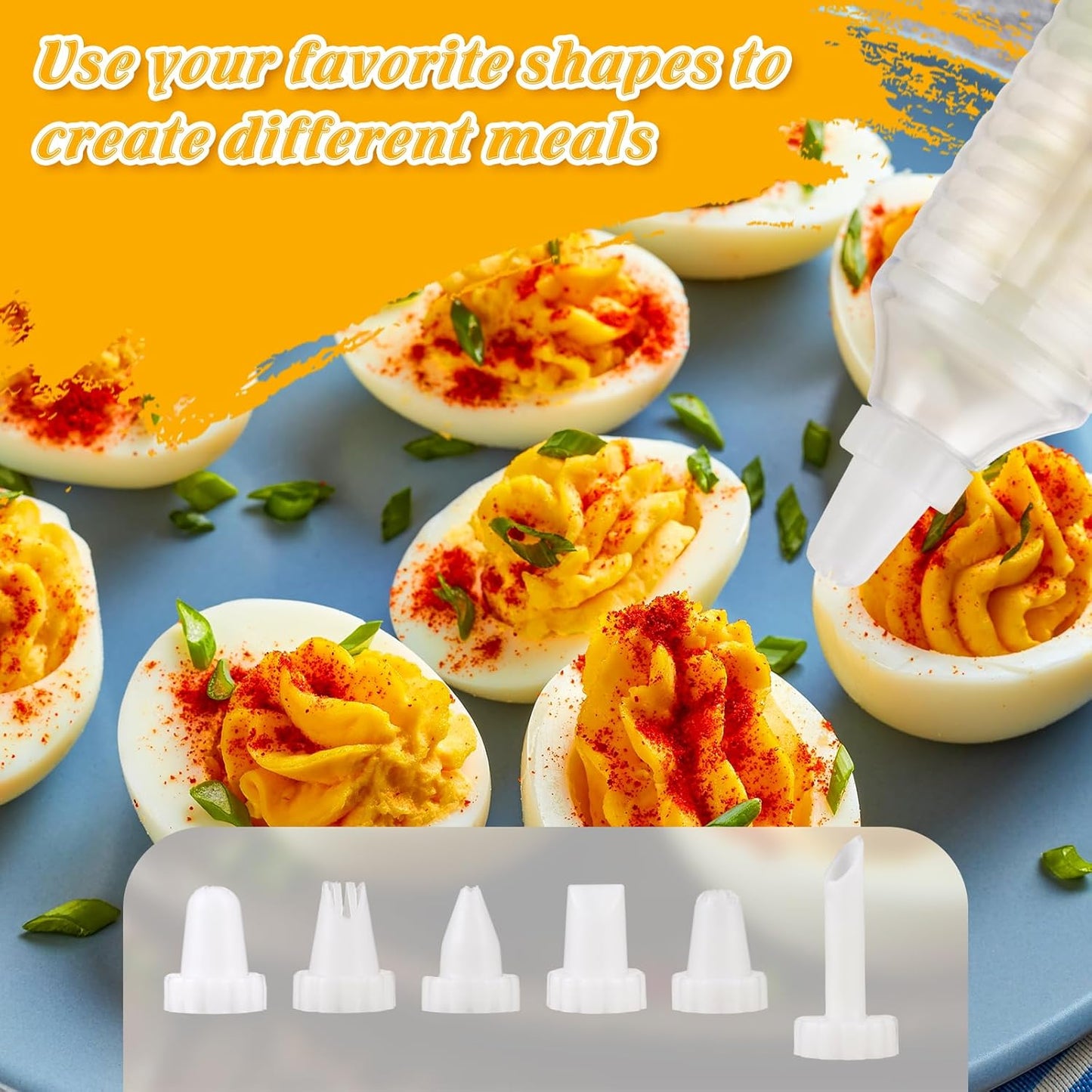 2-Layer Deviled Egg Containers with Lid, 36 Slots Deviled Egg Tray Carrier with Handle and Deviled Egg Injector Piping Tool, Portable Egg Storage Carrier Tray Platter for Party Picnic Travel (white)