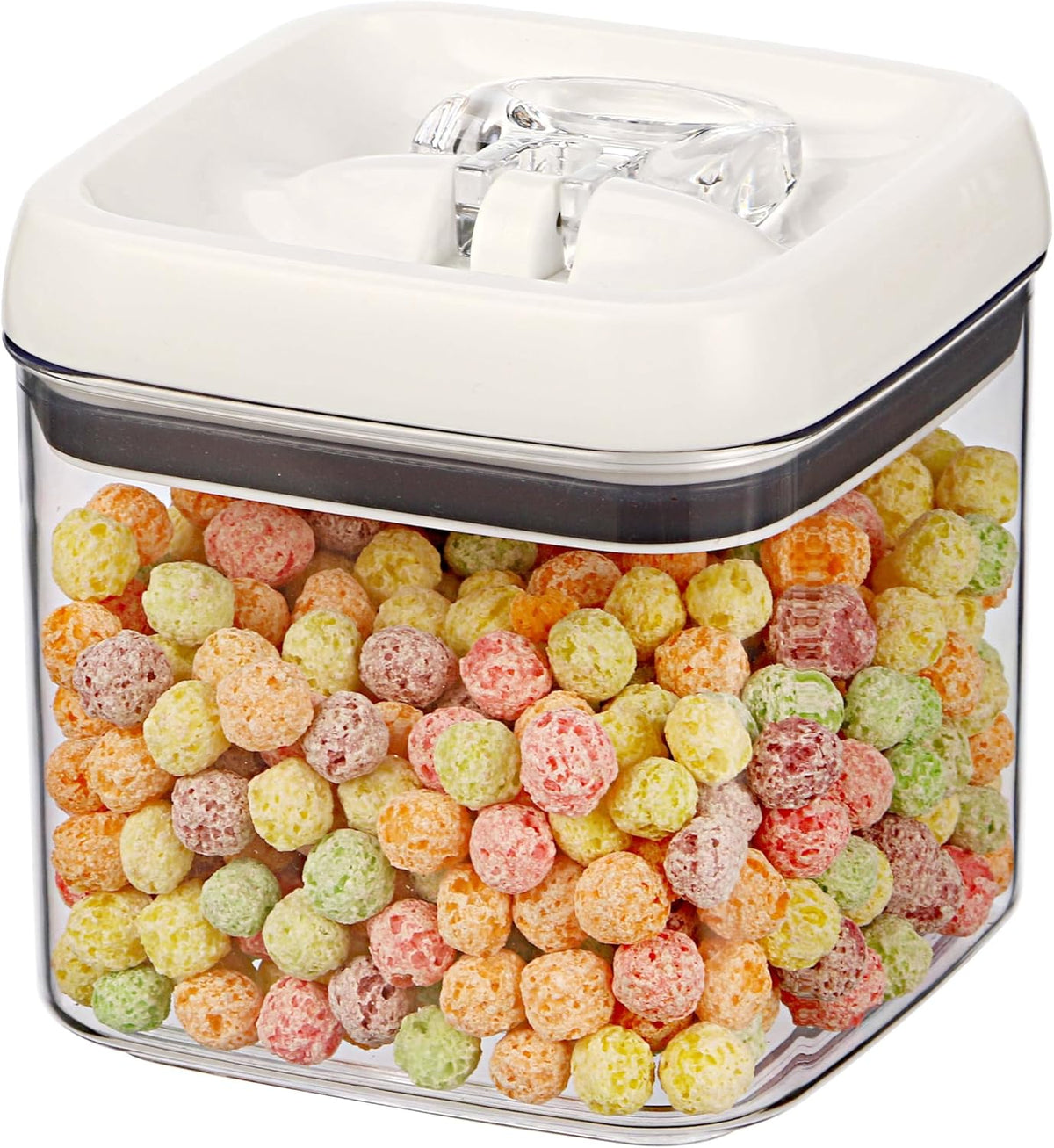 4.5 Cup Food Storage Container, Flip Tite Square Canister for Pantry Organization, Airtight Dry Food Container for Pasta Beans, BPA Free Clear Plastic
