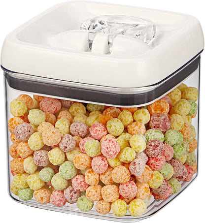 4.5 Cup Food Storage Container, Flip Tite Square Canister for Pantry Organization, Airtight Dry Food Container for Pasta Beans, BPA Free Clear Plastic