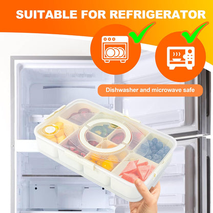Snackle Box- Divided Serving Tray, MICROWAVE & DISHWASHER Safe, BPA-Free, Portable Snack box with Lid & Handle, Fruit & Snack Organizer.