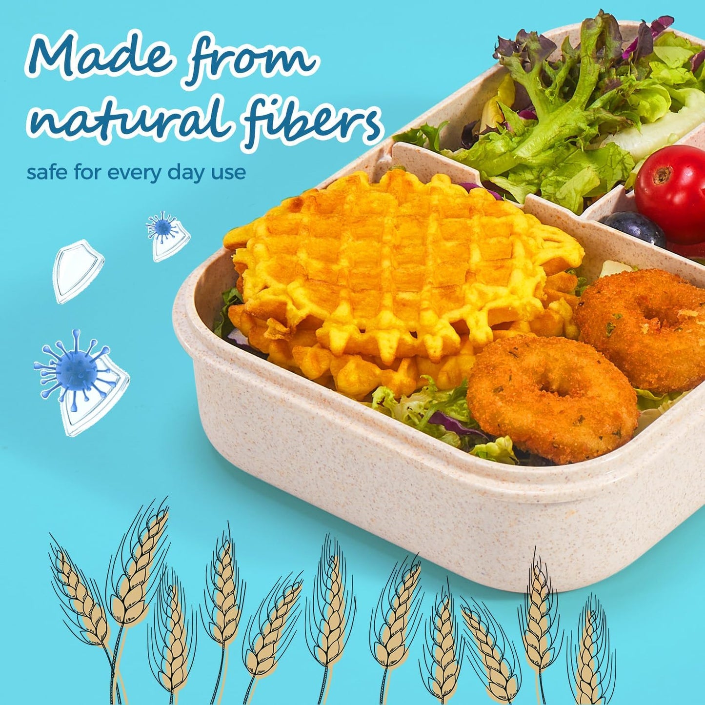 MISS BIG® Bento Box,Bento Box Adult,Lunch Box,Leak Proof Lunch Containers,No BPAs and No Chemical Dyes Bento Lunch Box,Dishwasher and Microwave Safe Lunch Containers for Adults(1900ml Gray)