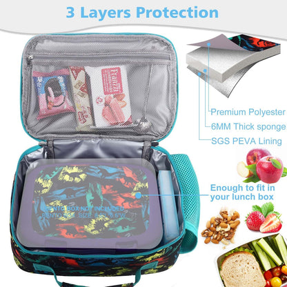 RHCPFOVR Kids Lunch Bag - Insulated Lunch Box for Boys Girls,Washable Lunch Bag and Reusable Toddler Leak-proof Lunchbox for School and Daycare - Colors B