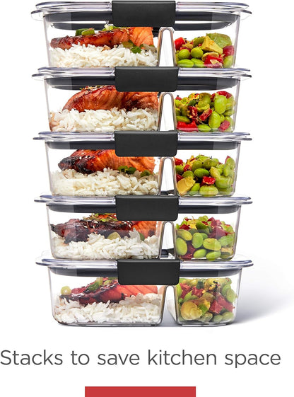 Rubbermaid Brilliance BPA Free Airtight Food Storage Containers with Lids, Set of 4 (4.7 Cup) Ideal for Lunch, Meal Prep, and Leftovers