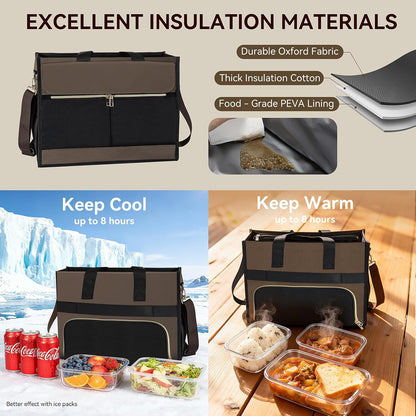 PASMAN Insulated Lunch Bag for Women, 15.6" Laptop Tote with Leakproof Cooler Compartment for Nurse Teacher Work Office and Outdoor