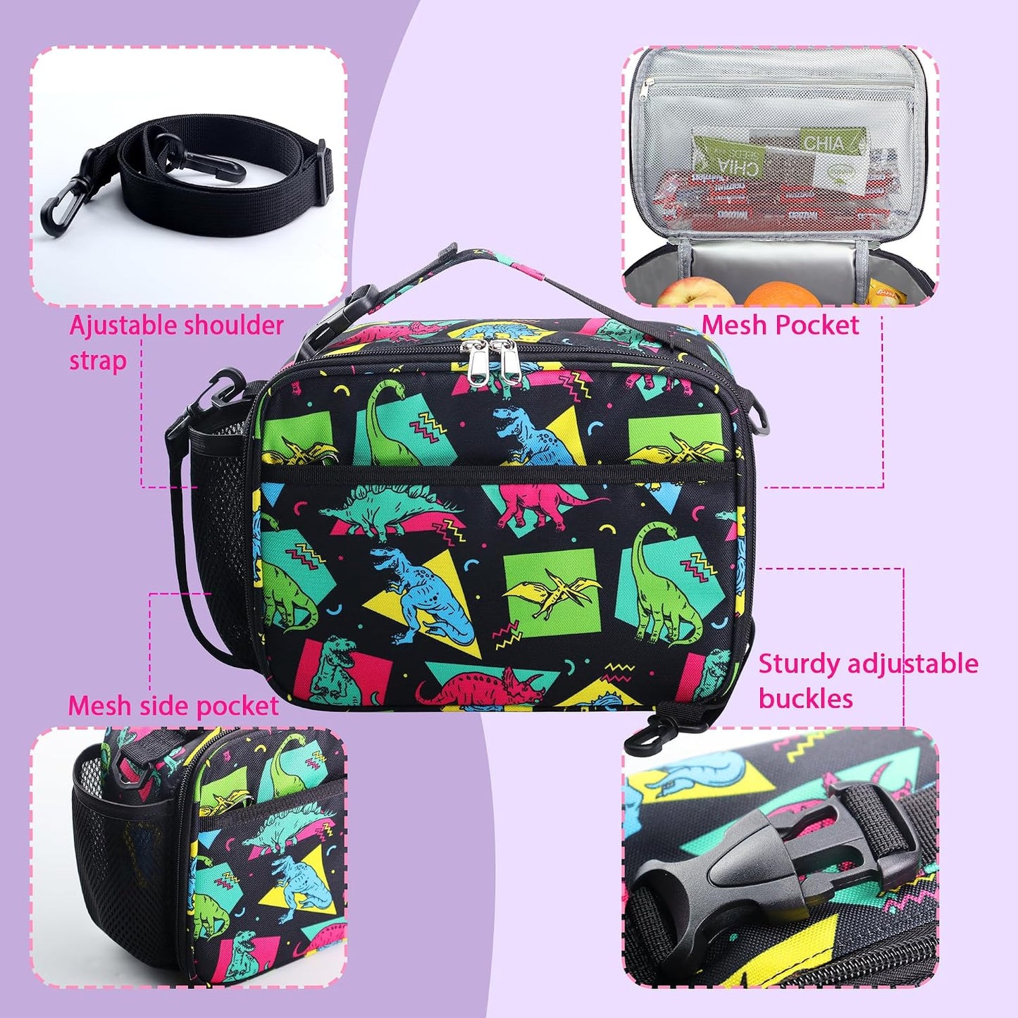 RLGPBON Kids Lunch Bag,Insulated Lunch Box for Girls,Lunch Bag Toddler Teen,School Daycare Cute Travel bags