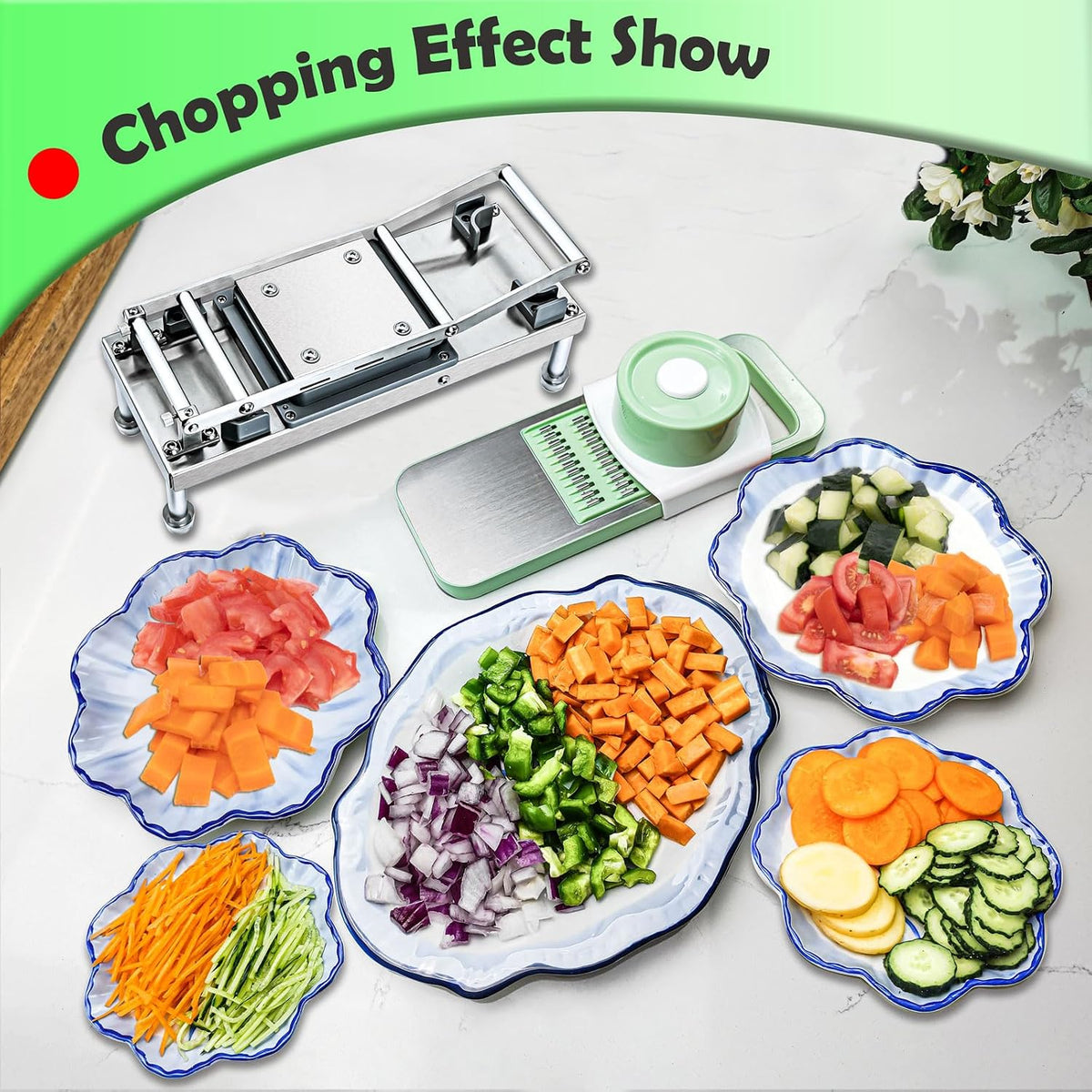 Vegetable Chopper Veggie Cutter Onion Food Dicer with Container 8 Blades