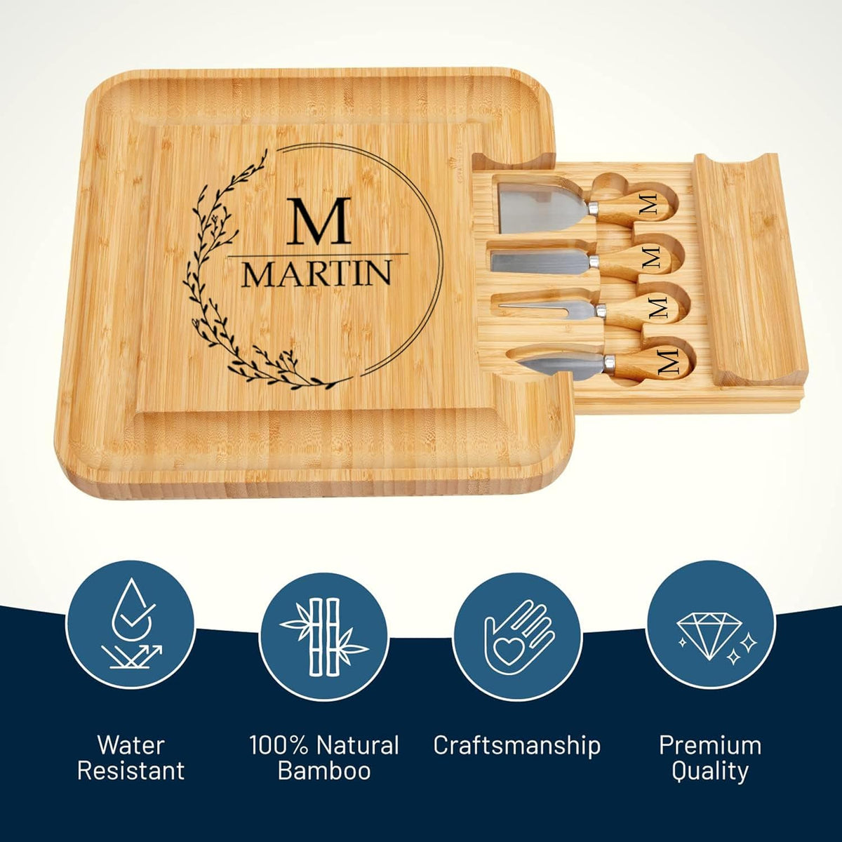 Bamboo Cheese Board and Charcuterie Boards Set & Serving Tray