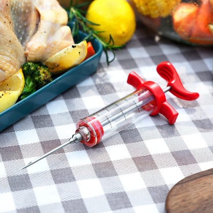 Meat Injector Plastic with 2 Stainless Steel Needles and Brushes
