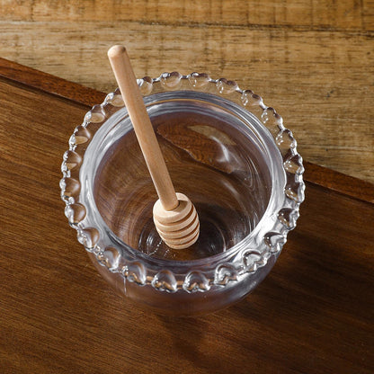 Honey Jars,9 oz Clear Glass Honey Pot Set with Dipper and Lid - Glass Honey Dispenser,Syrup Jar,Containers for Kitchen - Honeypot with Dipper Sticks - Honey Containers (Hexagon)