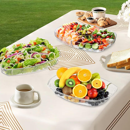 Chilled Serving Platters,Chilled Veggie Tray with Lid,Ice Serving Platters and Trays Cold Travel,Fruit Ice Serving Tray,Appetizer Fruit Snack Tray Keeps Food Cool