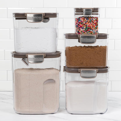 ProKeeper+ Airtight Food Storage Container Set – Clear Plastic Flour and Sugar Canister Set with Magnetic Accessories for Kitchen Organization (Grey, 9-Piece)