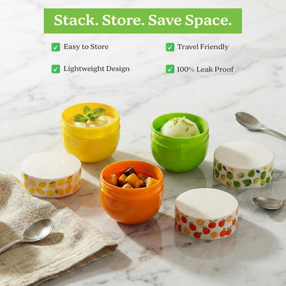 MosJos Snack & Dessert Containers Set of 3 (5 oz) – BPA Free Stackable Food Storage Cups with Secure Lids – Reusable Travel Containers for Office Snacks, Meal Prep & Portion Control