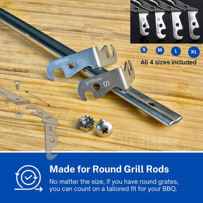 Grill Floss Premium Grill Scraper for Outdoor Grill with Round Grates - Bristle Free Grill Brush for Outdoor Grill - BBQ Grill Grate Cleaner Cleans Top and Bottom of Grill Without Lifting Grates