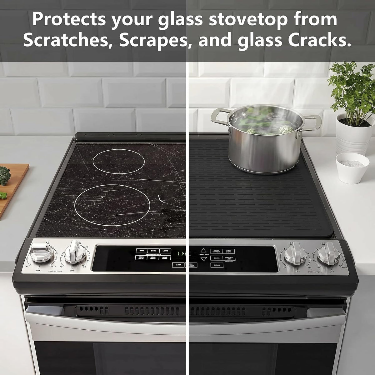 YUHFERA Stove Top Cover for Electric Stove - Silicone Stove Mat for Glass Top, Glass Cooktop Protector For Kitchen,Multi-functional Oven Covers for Electric Stove (Black,28 x 20)