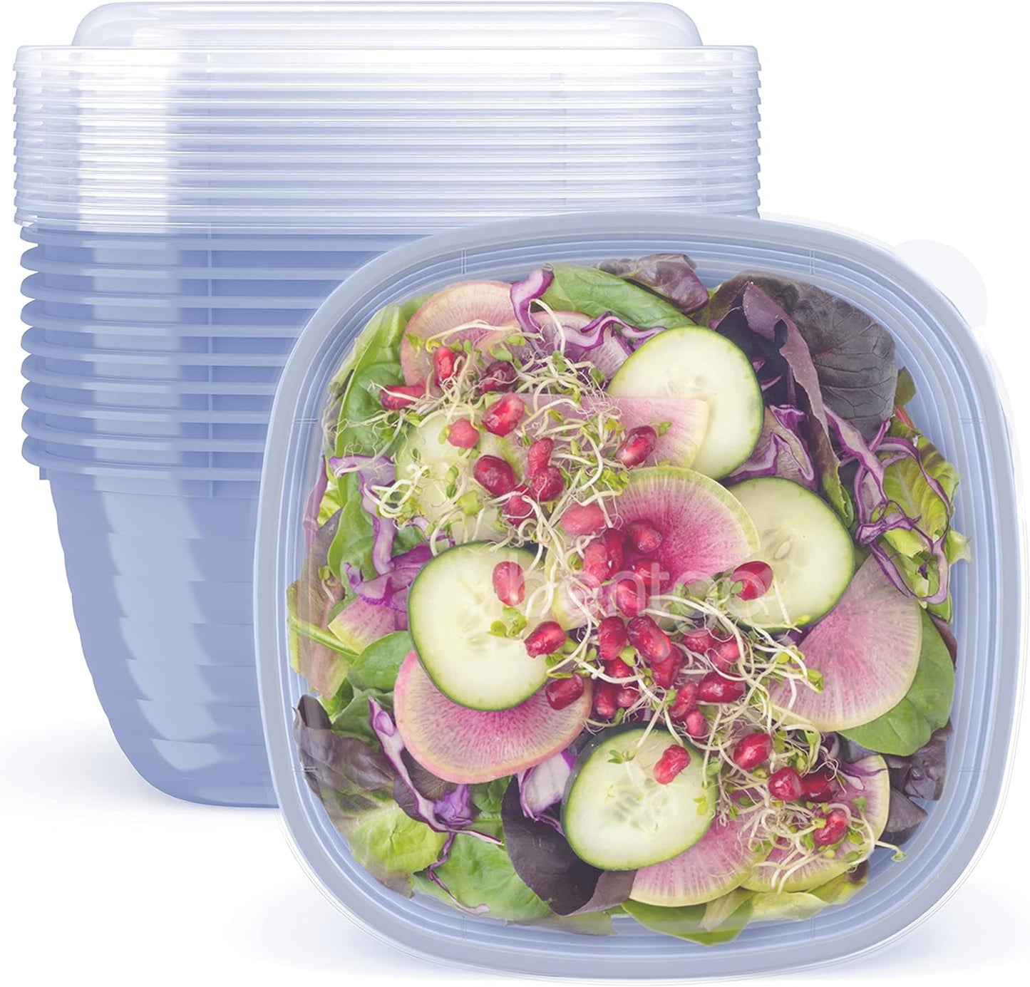 Bentgo Prep - 1-Compartment Bowls with Custom-Fit Lids - Reusable, Microwave Safe, Durable, PFAS & BPA-Free, Freezer & Dishwasher Safe Meal Prep Food Storage - 10 Bowls & 10 Lids (White Stone Tan)