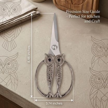 XSNBRD All Purpose Kitchen Scissors, Pearl Gold Stainless Owl Shears.