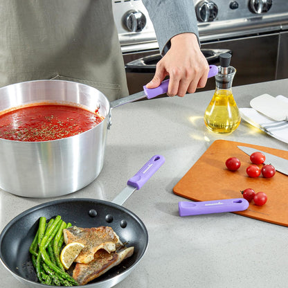Restaurantware Silicone Pan Handle Cover Set 1-Count Heat-Resistant Removable Pan Handle Grips, Ergonomic Non-Slip Green Handle Protectors for Fry Pans and Sauce Pans