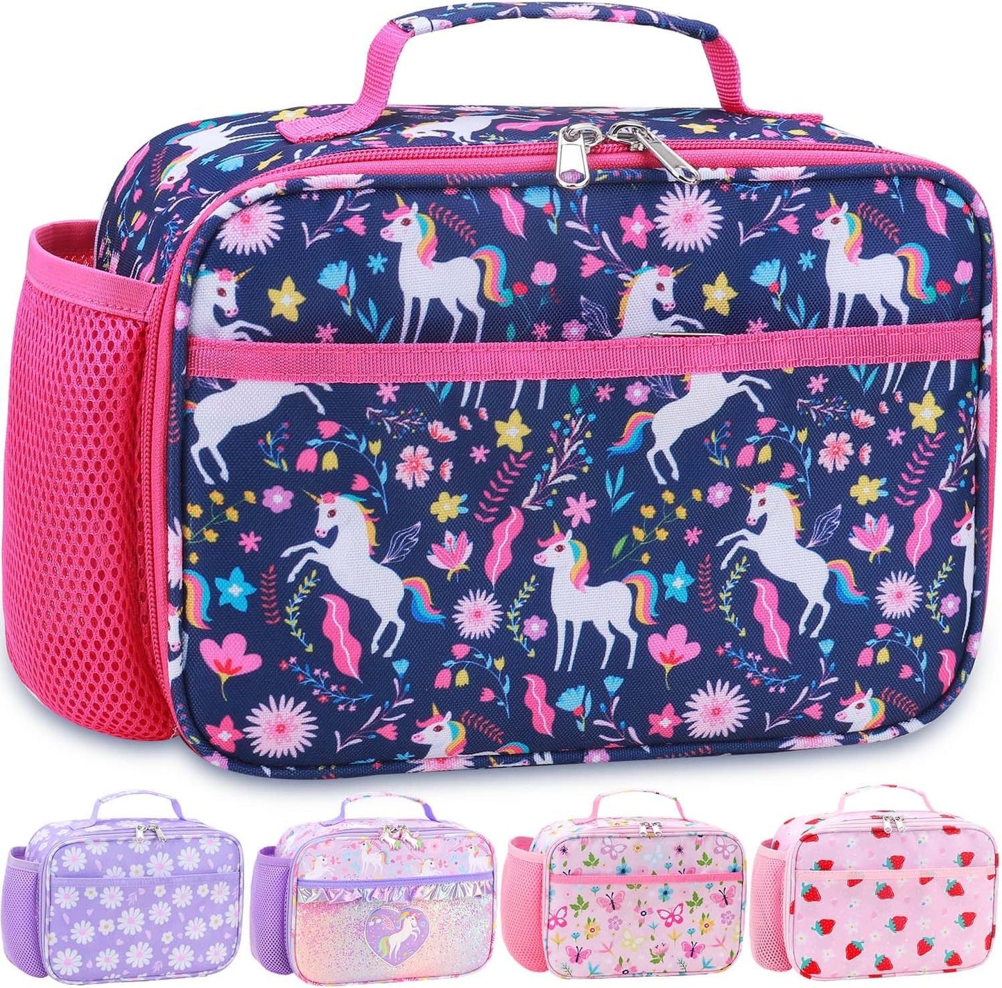 RHCPFOVR Kids Lunch Bag - Insulated Lunch Box for Boys Girls,Washable Lunch Bag and Reusable Toddler Leak-proof Lunchbox for School and Daycare - Colors B