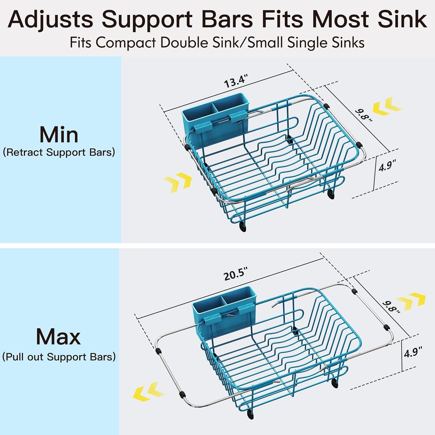 JASIWAY Dish Drying Rack in Sink, Dish Drainer with Cup and Utensil Holder