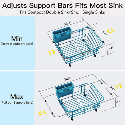 JASIWAY Dish Drying Rack in Sink, Dish Drainer with Cup and Utensil Holder
