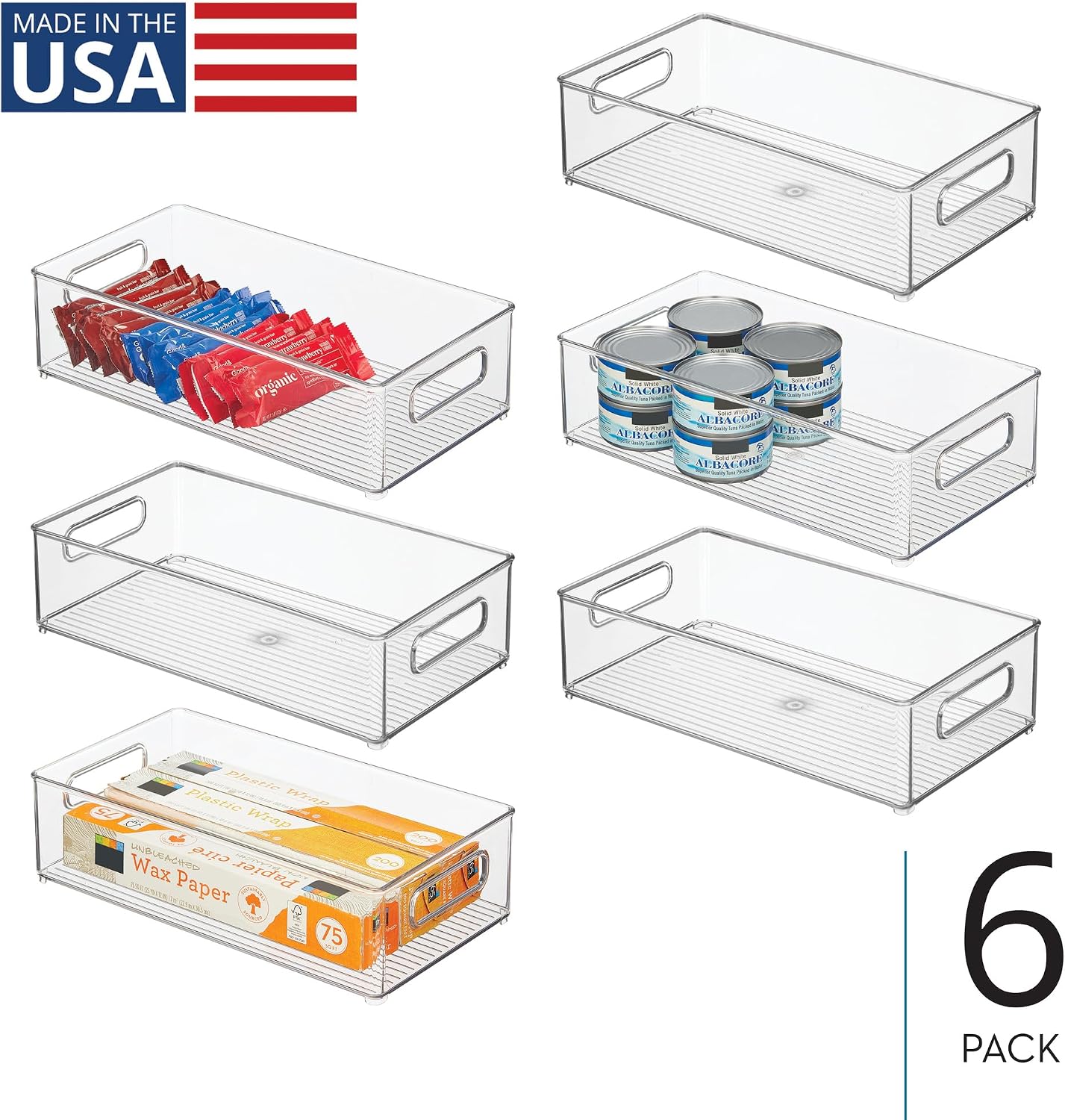 iDesign Stackable Fridge Bin, Clear, Set of 2 | Storage Bin for Freezer or Pantry, Made in USA