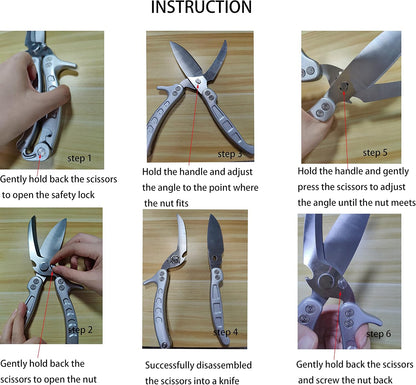 Multi-purpose Kitchen Shears Scissors, Heavy Duty Stainless Steel Scissors with Strong Straight Edge Snips (Silver)