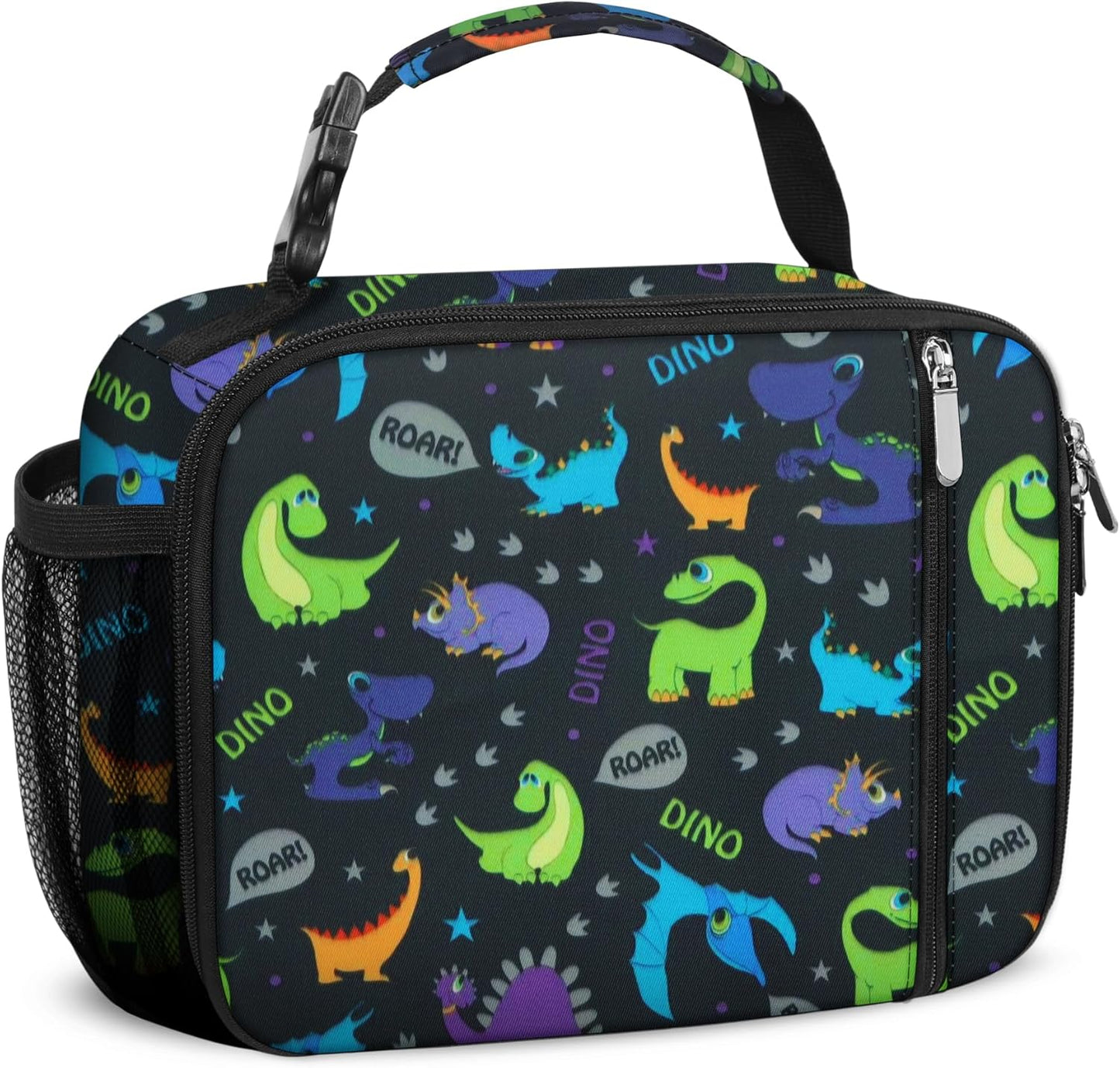 esouler Lunch Box Kids Insulated Lunch Bag for Boys & Girls Durable Children Lunchbox for School with Water Bottle Holder-Black